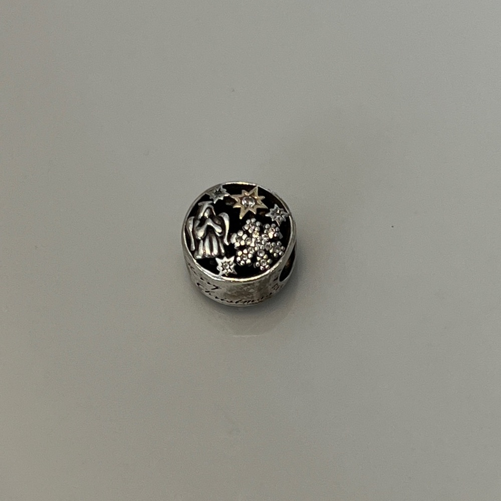 Pandora Silver Charm with Star and Floral Design